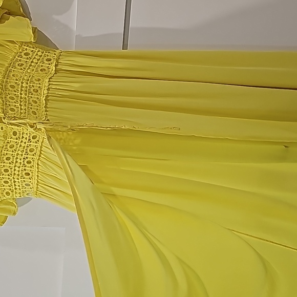 Ekouaer double tie lace eyelet bathing suit cover up yellow Size M to L - Picture 2 of 8